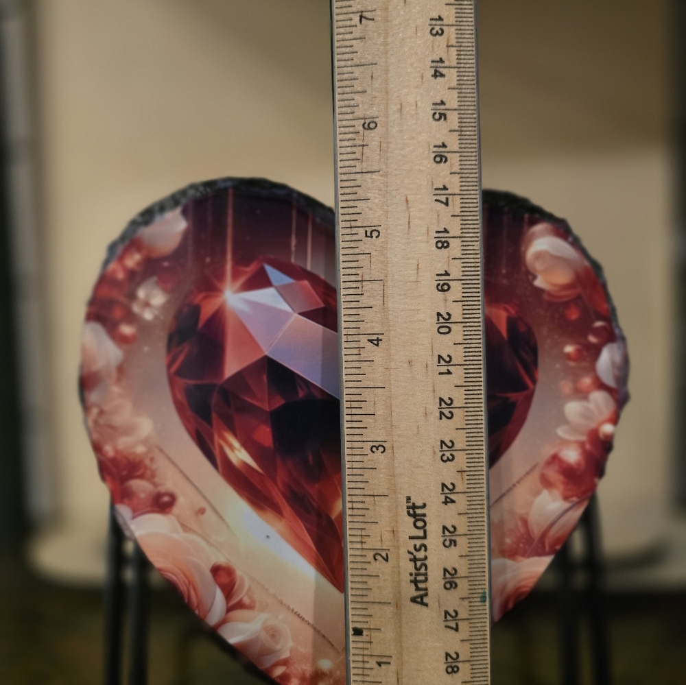 Heart-Shaped Red Art Stone, Comes With Stand - Picture 3 of 5